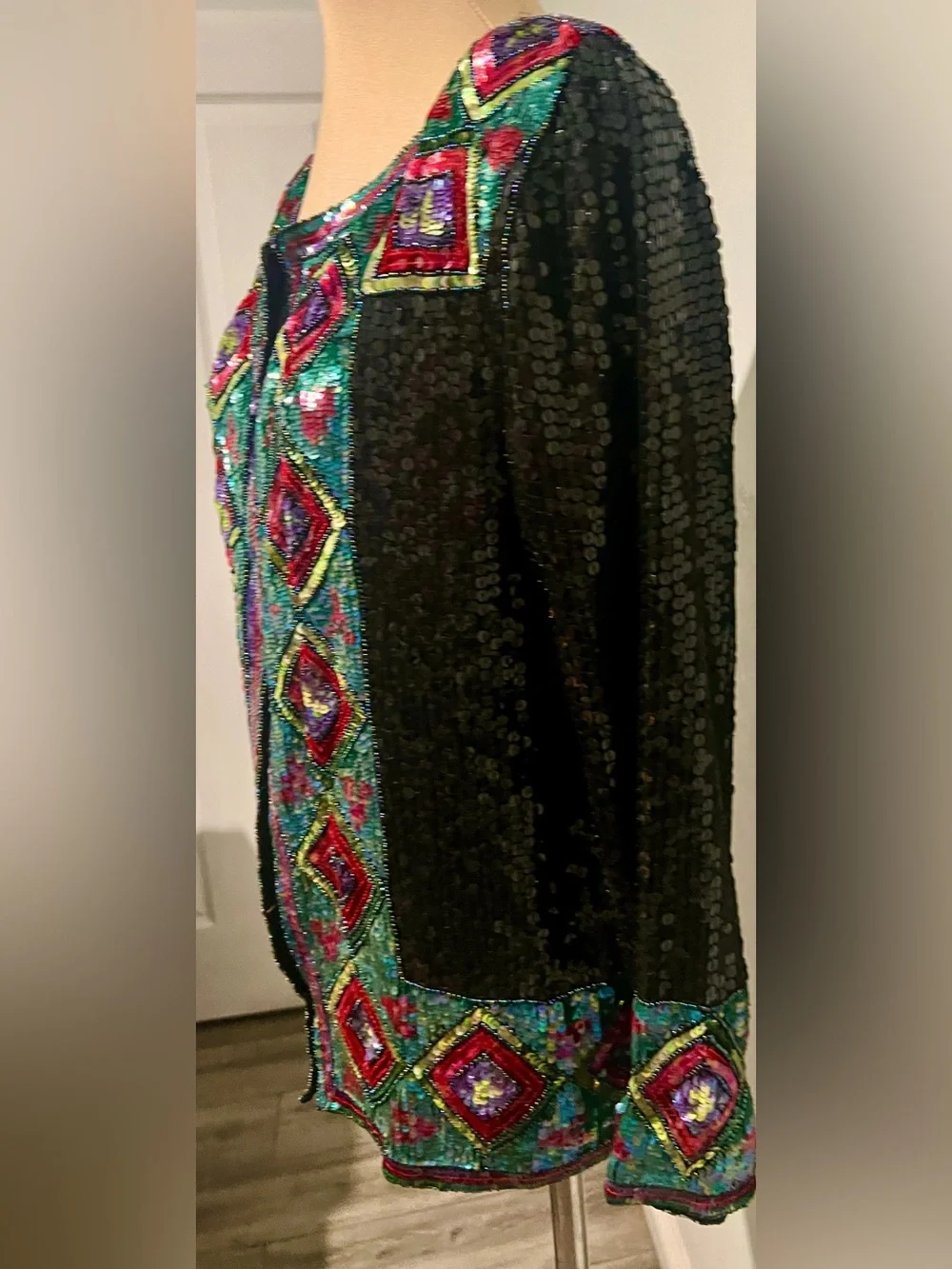 Vintage Sequins Beaded Silk Blazer Suit Jacket